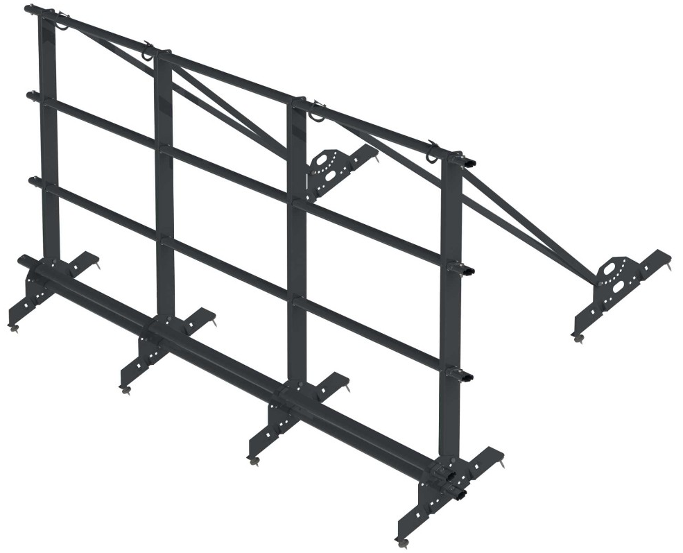 длина: 3 м материал: оцинкованная сталь высота ограждения: 1,1 м толщина опор: 2 мм овальные трубки: 25×45 мм толщина овальных трубок: 1 мм расстояние между поперечными трубками: 30 см расстояние между опорами: max 1,2 м овальная трубка 3 м: 3 шт опора: 6 шт косая опора: 4 шт вертикальная опора: 4 шт комплект крепежа